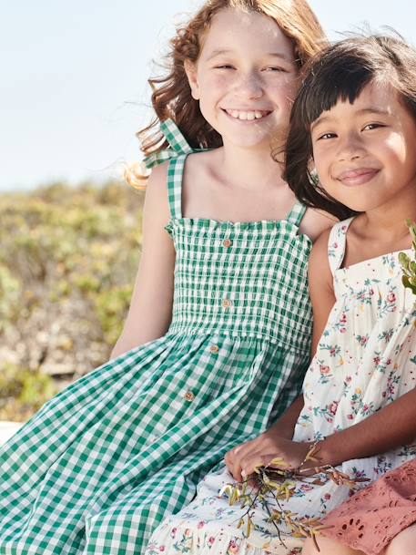 Robe longue à smocks fille carreaux vert 9 - vertbaudet enfant 