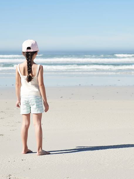 Short effet 'tie & dye' fille blanc / turquoise 9 - vertbaudet enfant 