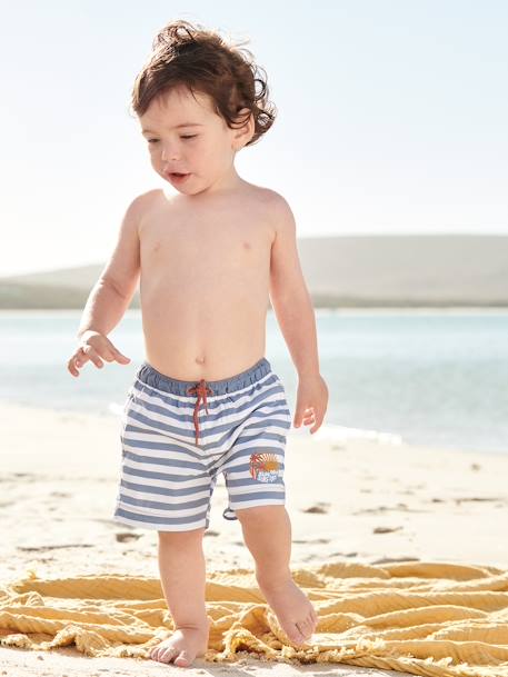 Caleçon de bain bébé Surf bleu rayé 1 - vertbaudet enfant 