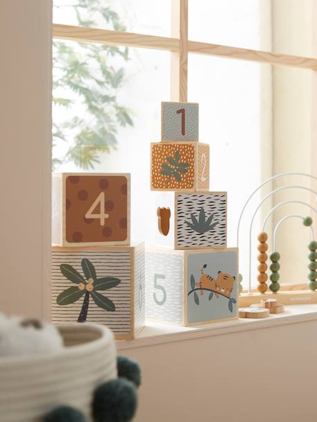 Tour de cubes avec formes à encastrer en bois FSC® Croque la vie+Les amis de la forêt+Tanzanie 18 - vertbaudet enfant 