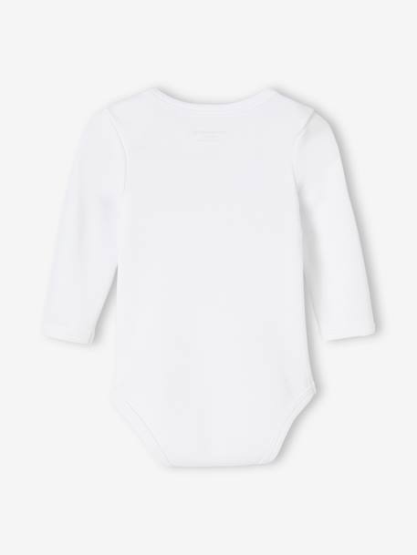 Lot de 3 bodies bébé en coton bio manches longues ouverture US BASICS lot blanc 3 - vertbaudet enfant 