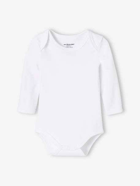 Lot de 3 bodies bébé en coton bio manches longues ouverture US BASICS lot blanc 2 - vertbaudet enfant 