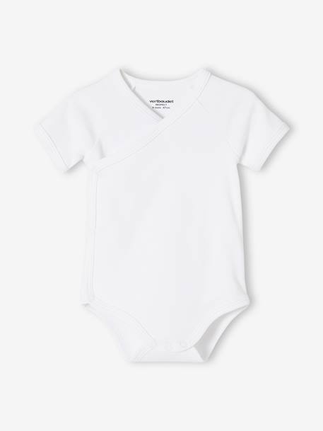 Lot de 3 bodies Bio Collection manches courtes ouverture naissance BASICS lot blanc 2 - vertbaudet enfant 