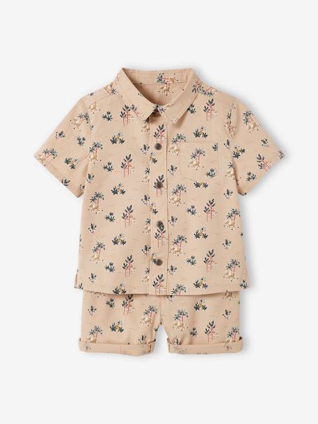 Ensemble chemise et short bébé taupe clair imprimé 2 - vertbaudet enfant 