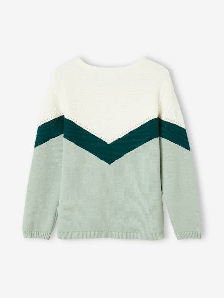 Pull colorblock fille - vert