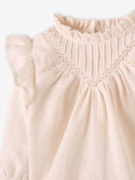 Blouse volantée bébé en tissu flammé beige clair 3 - vertbaudet enfant 