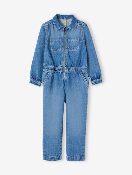 Combinaison en jean style 'worker' fille stone 2 - vertbaudet enfant 