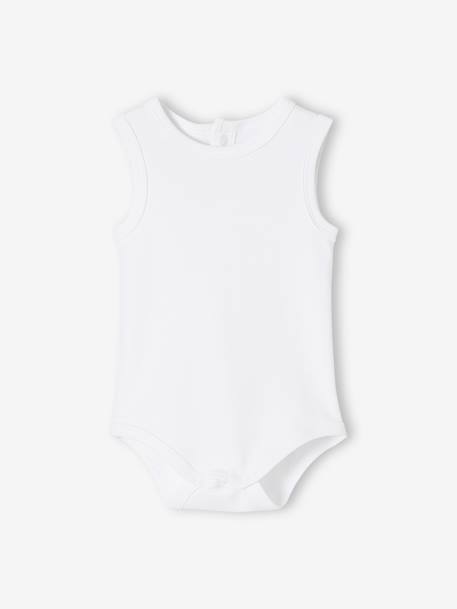 Lot de 5 bodies débardeur bébé en interlock BASICS lot blanc 2 - vertbaudet enfant 