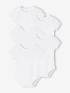 -Lot de 5 bodies en interlock bébé manches courtes ouverture US BASICS