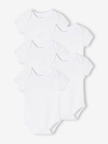 Bébé-Lot de 5 bodies en interlock bébé manches courtes ouverture US BASICS