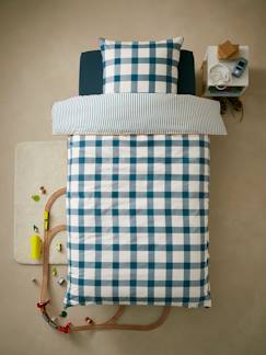 Parure housse de couette + taie d'oreiller enfant CARREAUX  - vertbaudet enfant