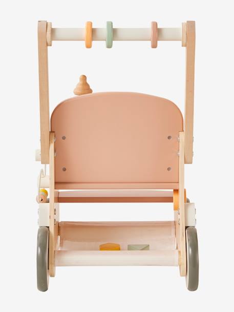 Chariot de marche poussette en bois FSC® rose+vert 11 - vertbaudet enfant 