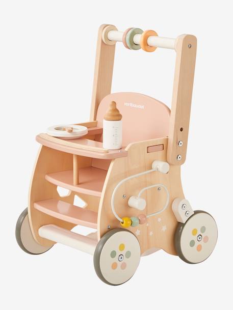 Chariot de marche poussette en bois FSC® rose+vert 9 - vertbaudet enfant 