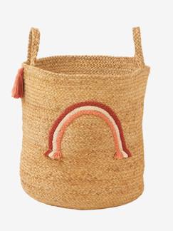 Linge de maison et décoration-Panier de rangement Arc-en-ciel en jute avec pompons