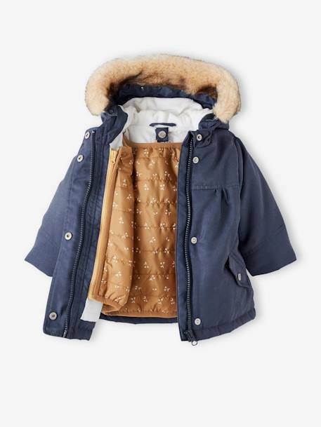 Parka 3 en 1 bébé fille marine+rose pâle 3 - vertbaudet enfant 