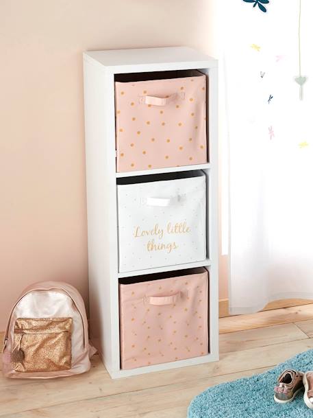 Lot de 3 bacs de rangement Lovely rose poudré imprimé 5 - vertbaudet enfant 