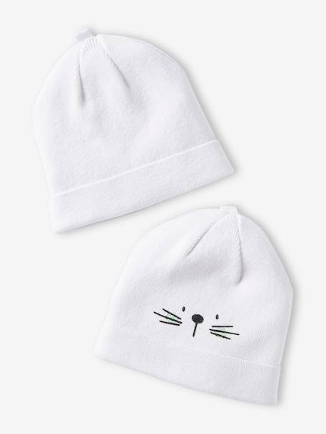 Lot de 2 bonnets bébé en coton blanc 1 - vertbaudet enfant 