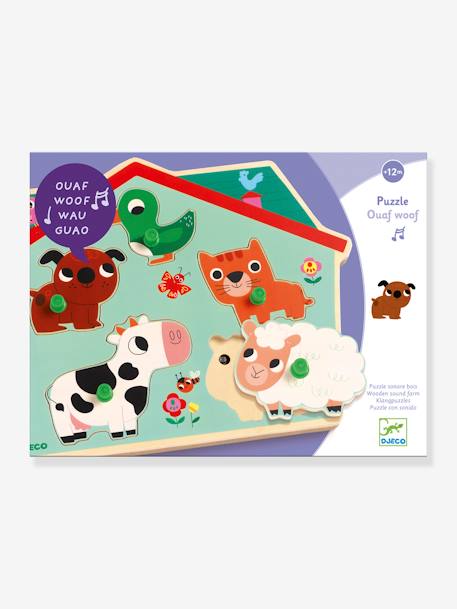 Puzzle Sonore Ouaf Woof - DJECO bleu 2 - vertbaudet enfant 