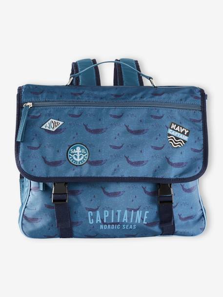 Cartable + trousse 'capitaine' garçon bleu ardoise foncé imprimé 2 - vertbaudet enfant 