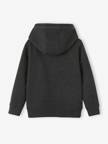 Sweat zippé à capuche Basics garçon motif graphique blanc chiné+dark bleu ardoise+NOIR CHINE 8 - vertbaudet enfant 