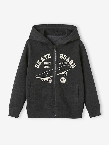 Sweat zippé à capuche Basics garçon motif graphique  - vertbaudet enfant