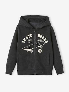 Sweat zippé à capuche Basics garçon motif graphique  - vertbaudet enfant