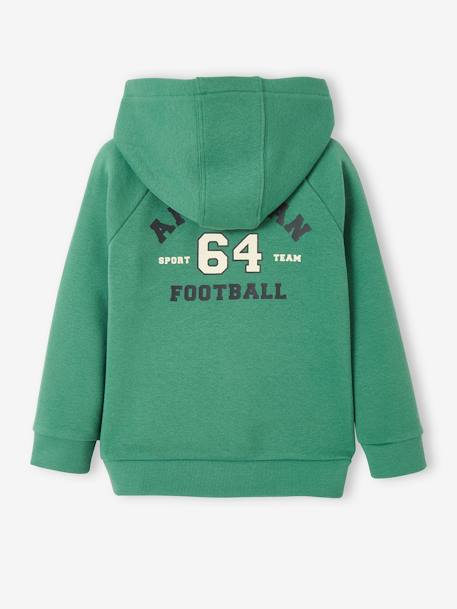 Sweat à capuche zippé style collège garçon VERT MOYEN 2 - vertbaudet enfant 