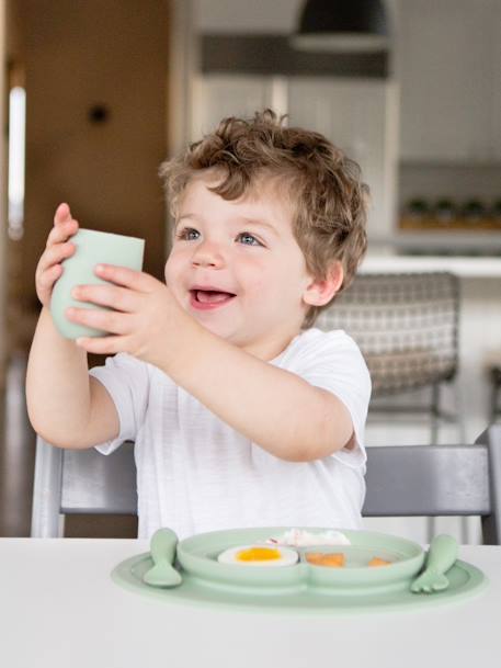 Gobelet d’apprentissage avec paille EZPZ Mini Cup en silicone Bleu indigo+Rose blush+Vert sauge 12 - vertbaudet enfant 