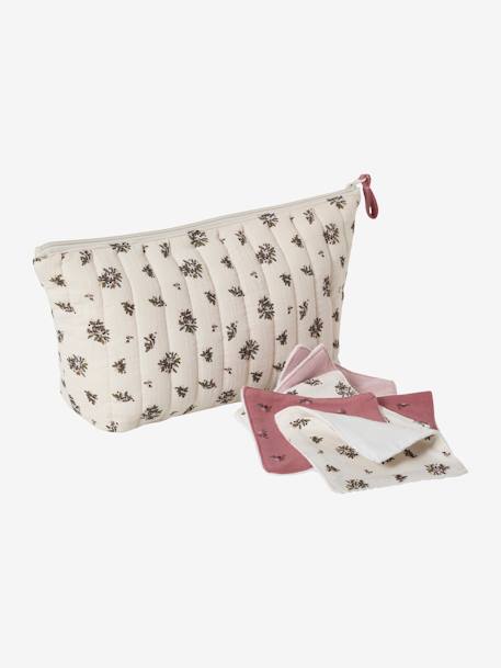 Trousse de toilette enfant en gaze de coton bleu imprimé+imprimé fleurs grenier+Lovely Leo 12 - vertbaudet enfant 