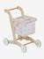 Chariot de courses en tissu et bois FSC® BEIGE MOYEN UNI AVEC DECOR 3 - vertbaudet enfant 