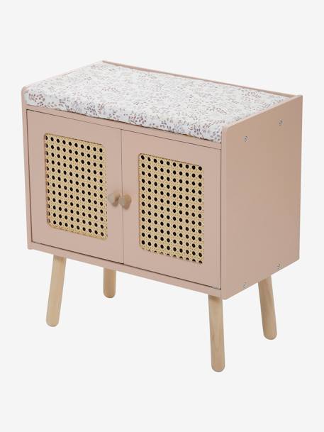 Table à langer cannage et bois FSC® POÉSIE blanc+ROSE CLAIR UNI 12 - vertbaudet enfant 