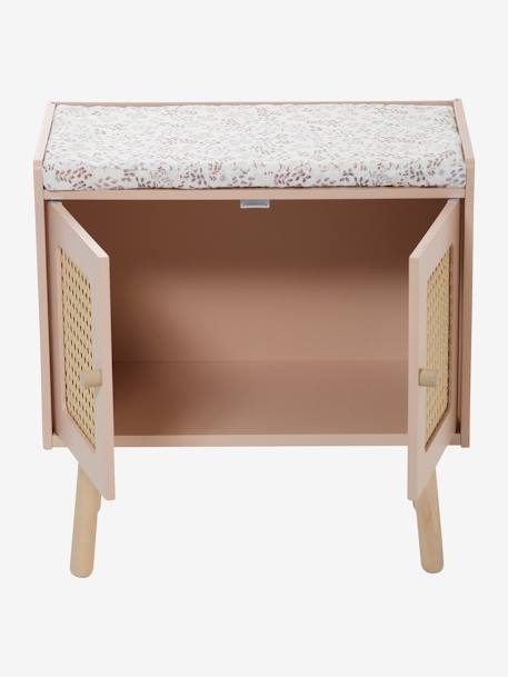 Table à langer cannage et bois FSC® POÉSIE blanc+ROSE CLAIR UNI 15 - vertbaudet enfant 