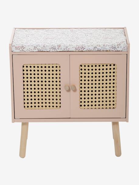 Table à langer cannage et bois FSC® POÉSIE blanc+ROSE CLAIR UNI 14 - vertbaudet enfant 