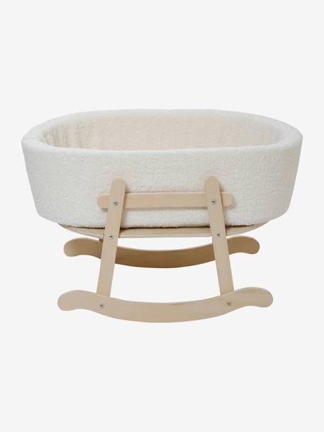 Lit à bascule en bois FSC® et tissu bouclette blanc 2 - vertbaudet enfant 