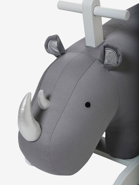 Rhinocéros à bascule FSC® GRIS CLAIR UNI AVEC DECOR 7 - vertbaudet enfant 