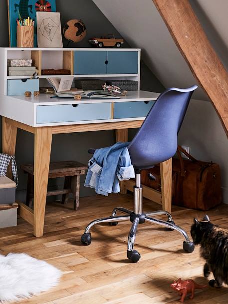 Chaise de bureau enfant à roulettes blanc+bleu marine+FRAMBOISE+gris+moutarde+rose+vert+violet 10 - vertbaudet enfant 