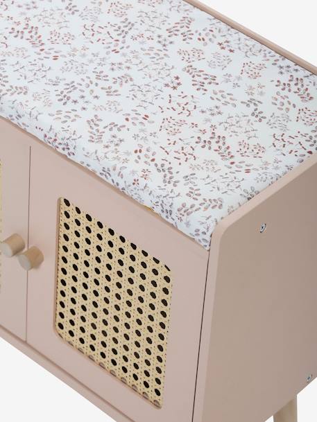 Table à langer cannage et bois FSC® POÉSIE blanc+ROSE CLAIR UNI 13 - vertbaudet enfant 