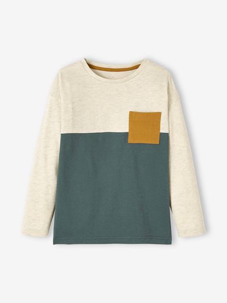 Tee-shirt colorblock garçon VERT 1 - vertbaudet enfant 