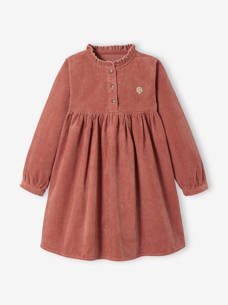 Robe velours col volanté fille prune 3 - vertbaudet enfant 