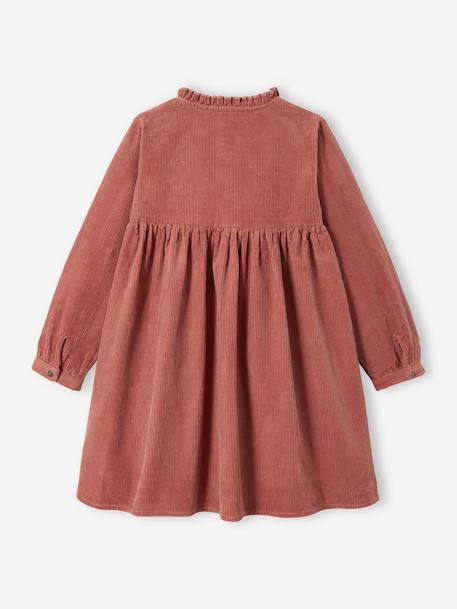 Robe velours col volanté fille chocolat+prune 7 - vertbaudet enfant 