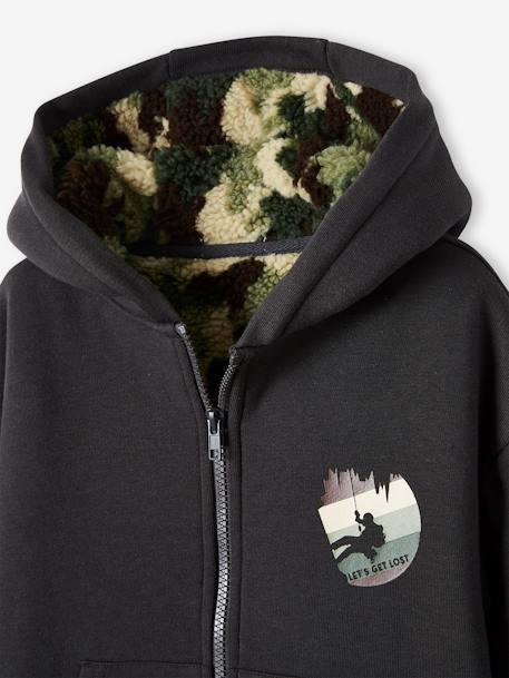 Sweat zippé doublé sherpa camouflage garçon. anthracite 3 - vertbaudet enfant 