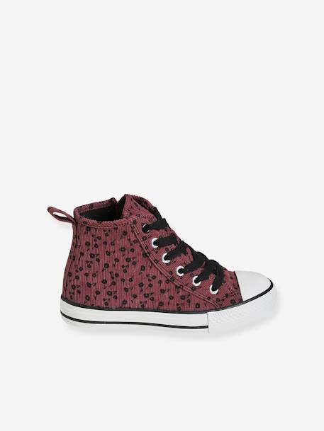 Baskets montantes laces et zippées velours fille vieux rose 2 - vertbaudet enfant 