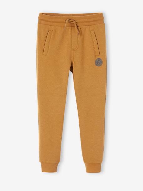 Pantalon jogging Basics garçon en molleton blanc chiné+dark bleu ardoise+gris moyen chiné+marine chiné+noir+noir chiné+ocre+rouge+vert sapin 37 - vertbaudet enfant 