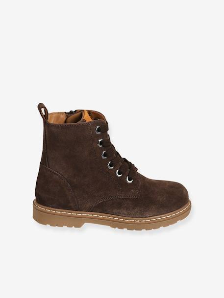 Bottines cuir garçon lacées et zippées marron foncé 3 - vertbaudet enfant 