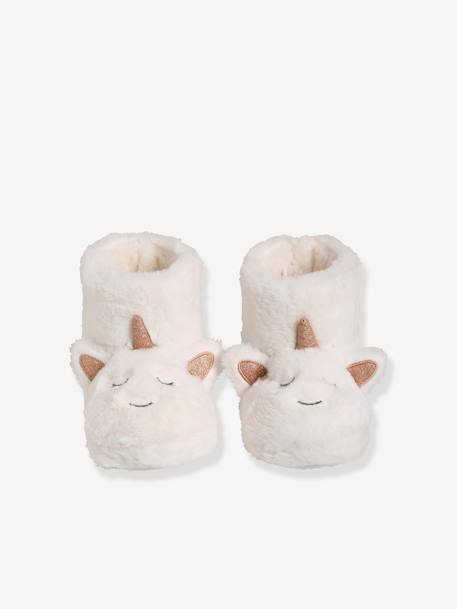 Chaussons montants licornes fille en peluche blanc 6 - vertbaudet enfant 