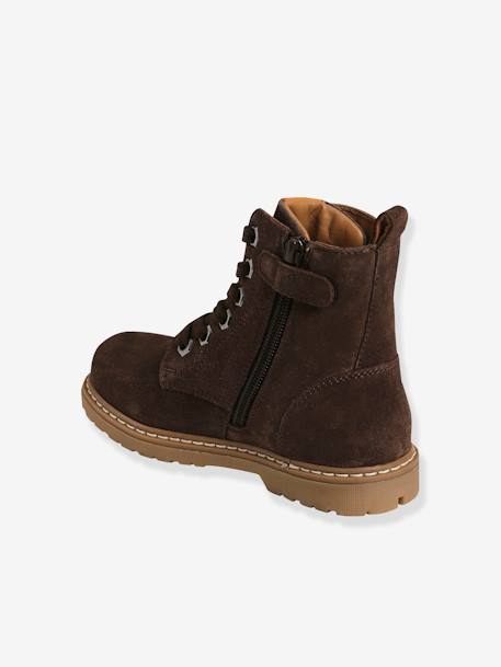 Bottines cuir garçon lacées et zippées marron foncé 4 - vertbaudet enfant 