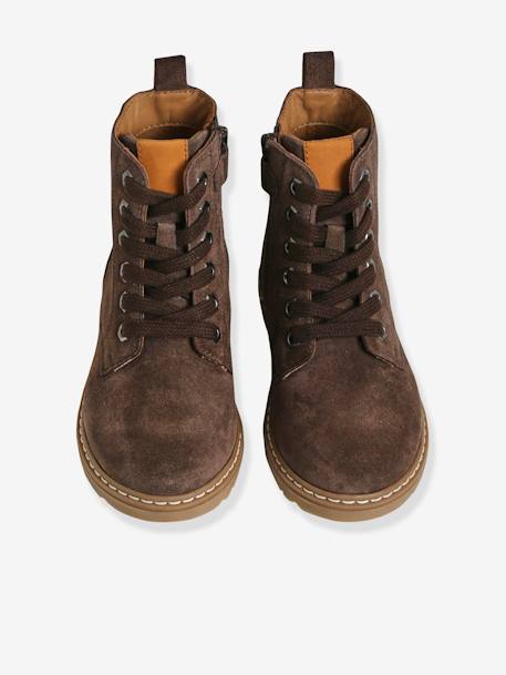 Bottines cuir garçon lacées et zippées marron foncé 5 - vertbaudet enfant 