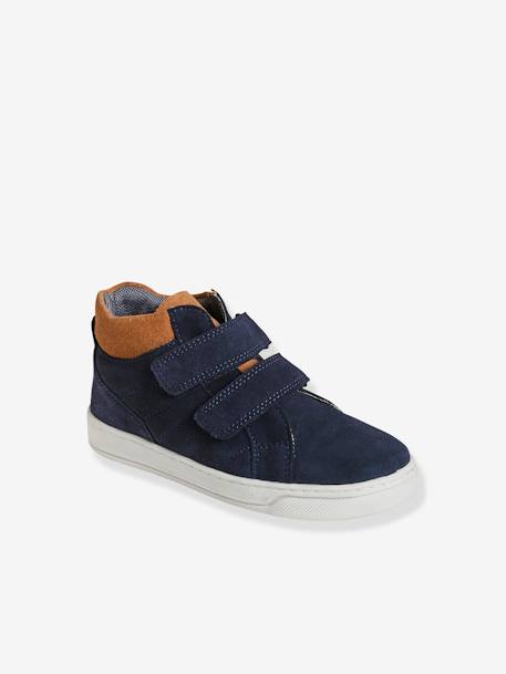 Baskets Mid scratchées cuir garçon marine 1 - vertbaudet enfant 