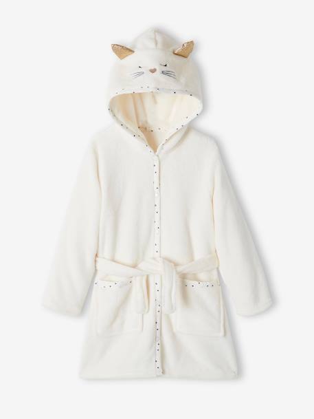 Robe de chambre chat personnalisable  fille en maille peluche ivoire 2 - vertbaudet enfant 