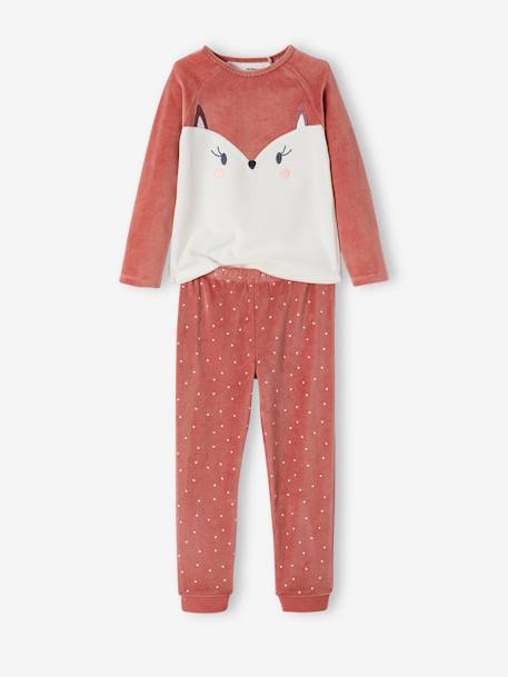 Pyjama fille renarde en velours ROSE FONCE 2 - vertbaudet enfant 